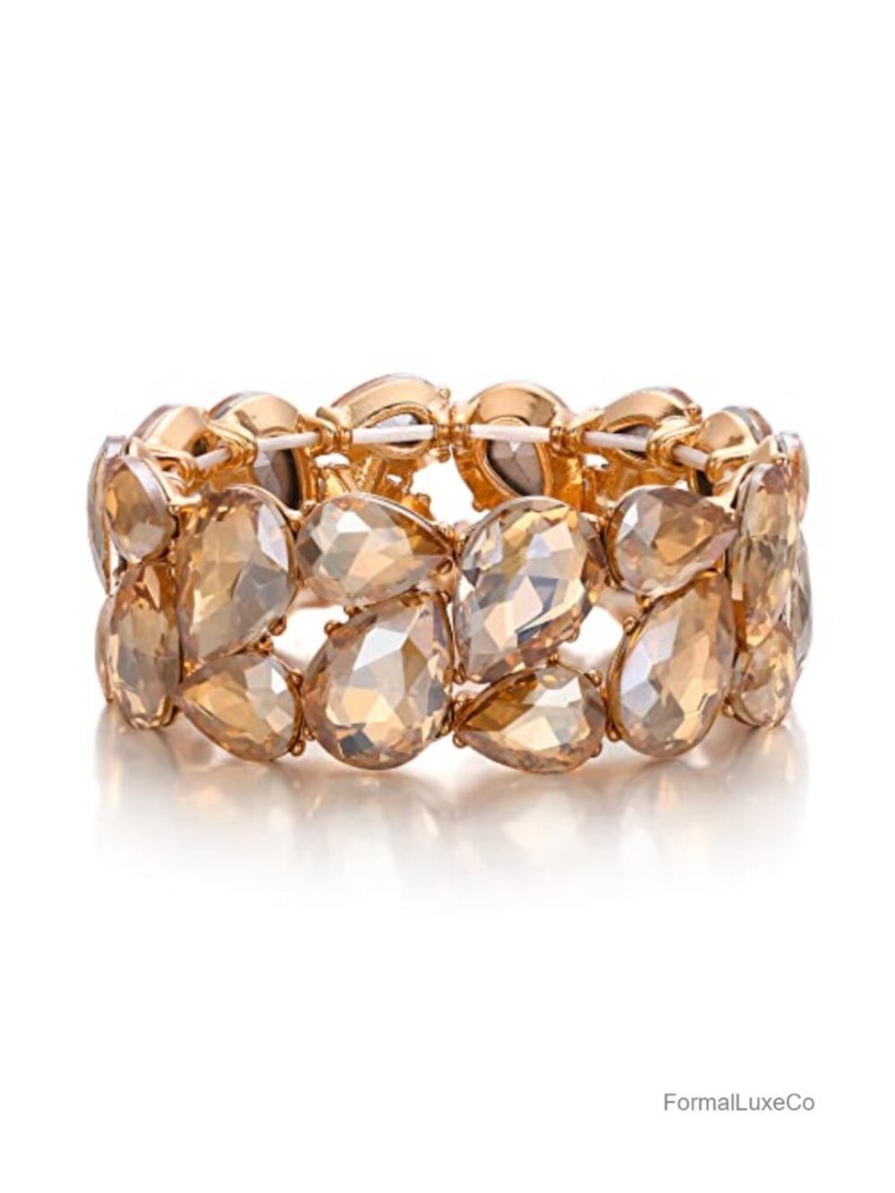 Art Deco Waterdrop Stretch Bangle Bracelet for Bride Wedding Costume